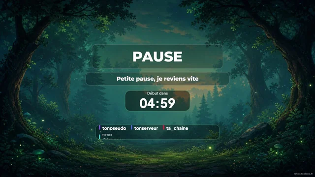 Aperçu du template overlay Twitch Pause Forest