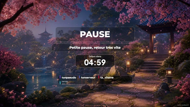 Aperçu du template overlay Twitch Sakura Pause