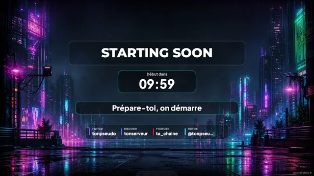 Aperçu du template overlay Twitch Starting Cyber